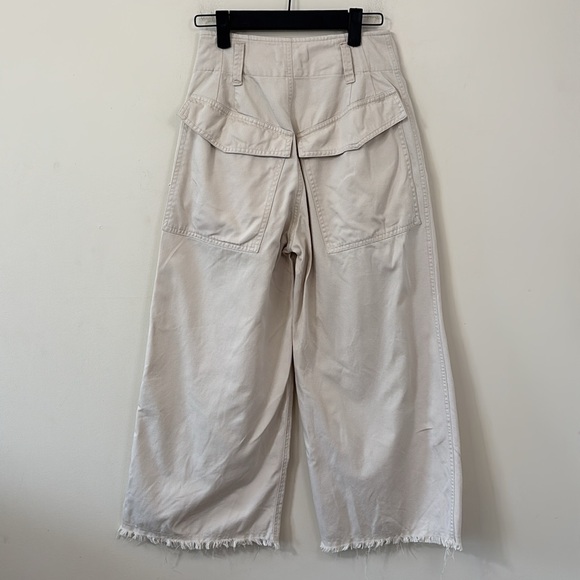 Isabel Marant Étoile Odea Cropped Wide Leg Pants Beige Size 36 - Picture 7 of 12